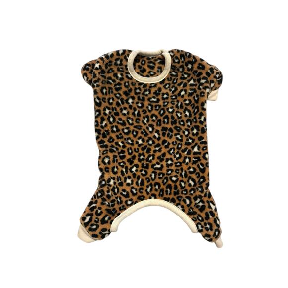 Pet Posse Fleece Leopard Print Pet Pajamas Size M - Picture 1 of 4